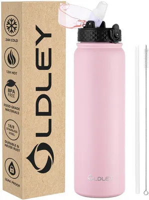 Immagine prodotto di Borraccia sportiva termica con manico in metallo, 1 L, senza BPA, isolata termicamente, a tenuta stagna, colore rosso, 1 tappo