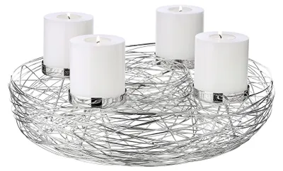 Adventskranz Laval, Edelstahl vernickelt, Ø 42 cm, für Stumpenkerzen