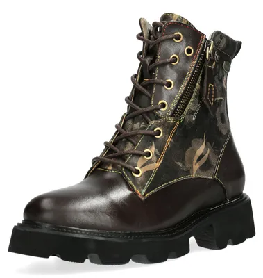 Produktbild von Laura Vita Damen Stiefelette Blumenaufdruck Reißverschluss Leder KOULEO 06, Größe:38 EU, Farbe:Braun