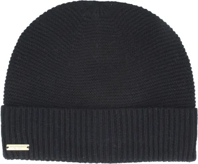Seeberger Beanie mit Rippstrick-Umschlag in blau