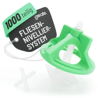 Produktbild von greate 1000-teiliges Fliesen Nivelliersystem 2mm - Fliesenverlegehilfe Set mit 400 Laschen, 400 Hauben & 200 Fliesenkreuze