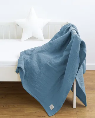 Produktbild von Musselin Decke 150x200 cm BLAU – EINLAGIG 100% Baumwolle