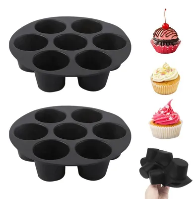 Immagine prodotto di Stampi per muffin, confezione da 2, per 7 muffin ciascuno, in silicone antiaderente, dimensioni 21 x 21 x 4 cm