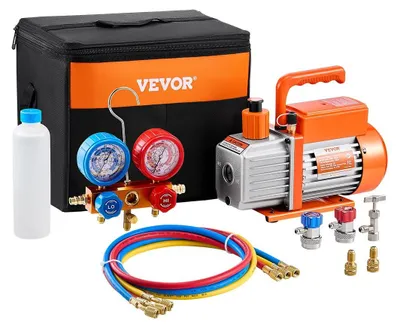 Obrázok produktu pre súprava jednostupňovej vývevy a manometra pre HVAC 3,5CFM Súprava vývevy kompatibilná s chladivami R134a, R22, R12, R502, R502, R410A, R404 a R407C