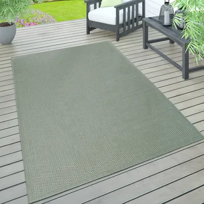 Produktbild von Outdoor Teppich wetterfest Garten & Terrasse flachgewebt Uni Sisaloptik robust Grösse 120x160 cm