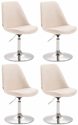 Image de CLP Lot de 4 chaises de salle à manger Maverick Tissu pivotant et réglable en continu,crème chromé