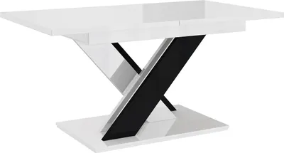 Produktbild von MEBLINI Esstisch Ausziehbar - Esszimmertisch Modern - Küchentisch - Säulentisch - Ausziehtisch - Dining Table - Esszimmertische - 140-180x80x75cm - BRONX - Weiß Hochglanz/Schwarz Hochglanz