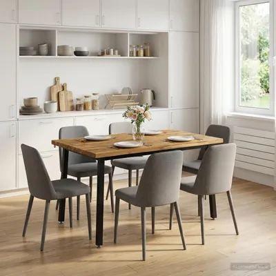 Produktbild von Möbel 110 x 55 x 75 cm Massivholz Akazie Weiß und Schwarz - Esstische &3052