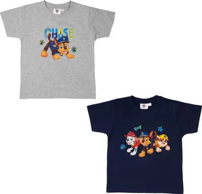 Produktbild von Paw Patrol Kinder T-Shirt für Jungen Oberteil kurzärmlig Grau/Blau (2er Pack) 98-104