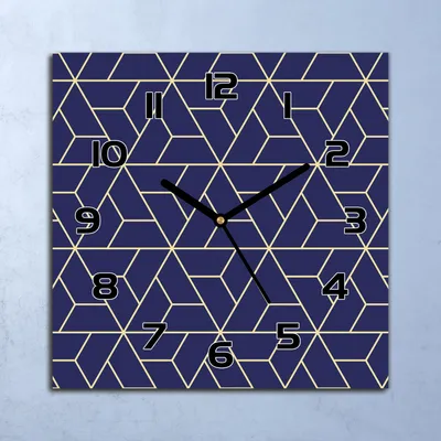 Produktbild von Wanduhr Echt-Glas-Küchenuhr Geometrisches Muster Quarz 30x30 Deko Bilder