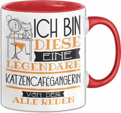 Produktbild von Katzencafégängerin Tasse Geschenk Ich Bin Diese Eine Legendäre Katzencafégängerin Von Der Alle Reden Geschenkidee Geburtstag Weihnachten (Rot)