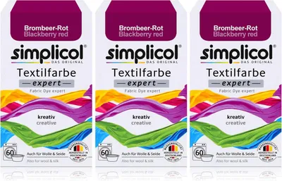 Produktbild von Simplicol Textilfarbe expert Brombeer-Rot 150g - Farbe zum Färben (3er Pack)