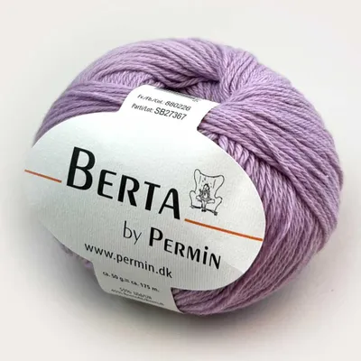 Image de Berta by Permin – Fil à tricoter en laine et coton Oeko-Tex (58 lavande)