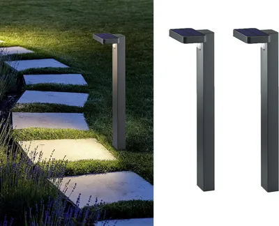 Produktbild von LED Solar Wegeleuchten Set Außenleuchten Pollerleuchte Solarlampe für den Garten