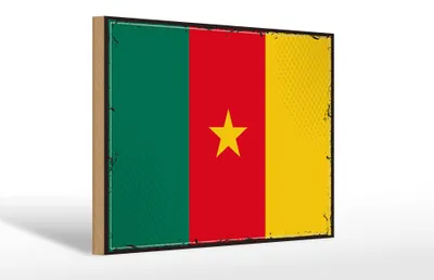 Produktbild von Holzschild Flagge Kamerun 30x20cm Retro Flag of Cameroon