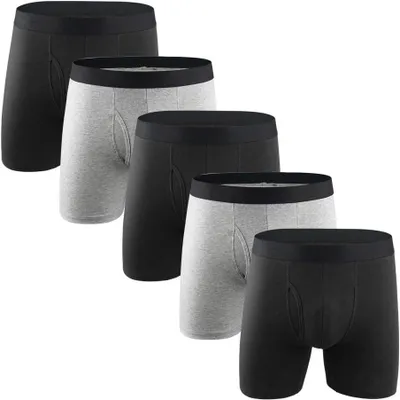Produktbild von ZMNKH Herren-Boxershorts aus Baumwolle 5er-SET Dehnbar Schwarz und Grau Größe M