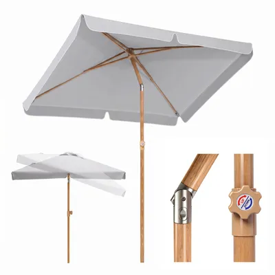 Produktbild von Sekey Balkonschirm Rechteckig Holzoptik 200×125 cm, Verstellbare Höhe & Neigung, UPF 50+ Sonnenschutz