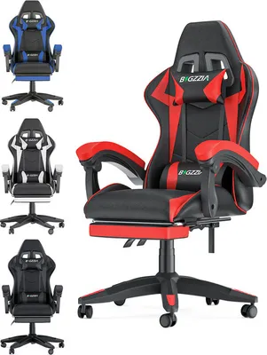 Produktbild von Bigzzia Gaming Stuhl mit Fußstütze - Gamer Stühle Ergonomisch mit Lendenkissen + Kopfstütze Gaming Chair Höhenverstellbar Computerstuhl für Erwachsene Mädchen Junge, Rot