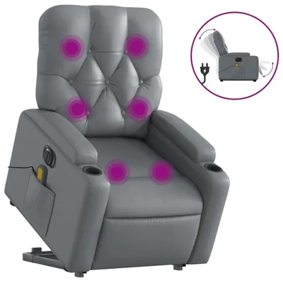 Image de Fauteuil inclinable de massage électrique gris similicuir