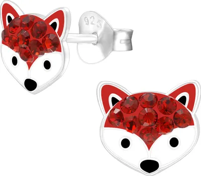 Produktbild von Ohrringe Ohrstecker 925 Sterling Silber Fuchskopf mit Kristallen