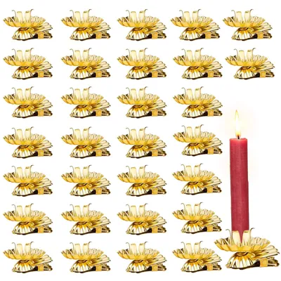 30 Mini-Gold-Kerzenhalter mit Clip für Weihnachtsbaum