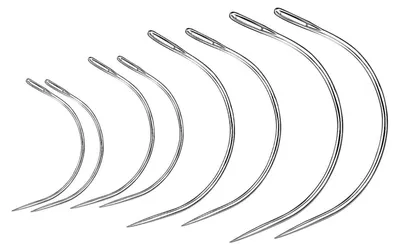 Immagine prodotto di Set di 8 aghi da cucito curvi, aghi per pelle e imbottitura, 2-5 pollici, color argento