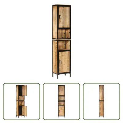 Immagine prodotto di The Living Store Mobile da bagno 40x27x180 cm in ferro e legno massiccio di mango