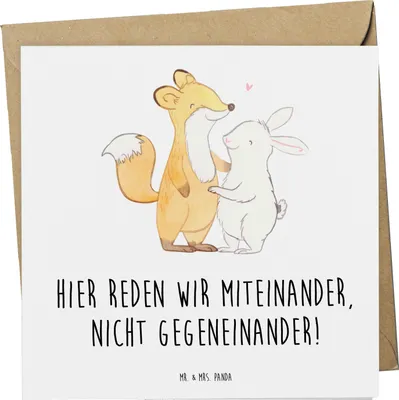 Produktbild von Mr. & Mrs. Panda Grußkarte Konflikte friedlich lösen - Weiß - Geschenk, Klappkarte, Friede, Konfliktlösung, Glückwunschkarte, Vertrauem, Ermutigen, Harmonie, Zuversicht