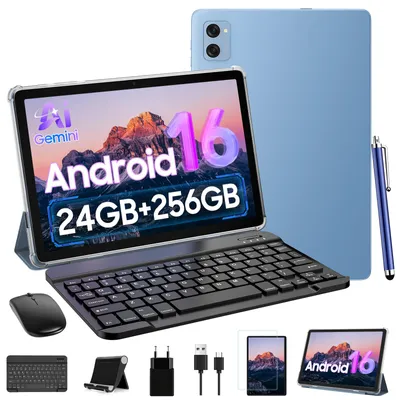 Image de Tablette TABWEE T20 Android 16, 10,1 pouces, 24 Go (8 + 16) de RAM + 256 Go de ROM (2 To TF), avec accessoires, Widevine L1, 5G, Wi-Fi, Gemini AI