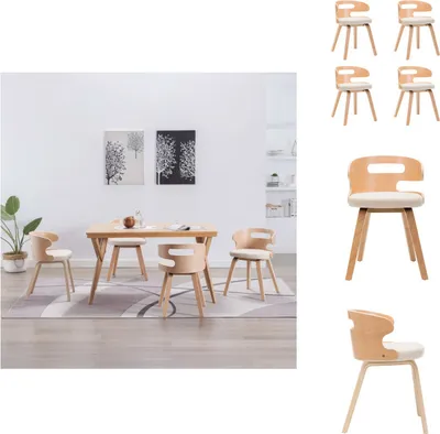Produktbild von vidaXL Esszimmerstühle 4 Stk. Creme Bugholz und Kunstleder -  Esszimmerstühle