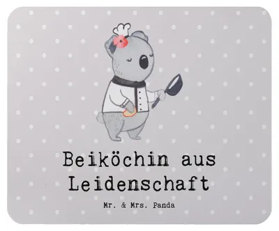 Produktbild von Mr. & Mrs. Panda Mauspad Beiköchin Leidenschaft - Grau Pastell - Geschenk, Lustig, Beruf, mousematte, Spruch, Restaurant, Mousepad, laptop, Mouse Pad, Köchin