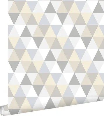 Produktbild von ESTAhome Tapete Dreiecke Hellgrau, Beige und Weiß 53 cm x 10.05 m