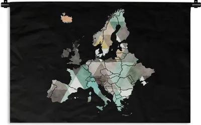 Produktbild von MuchoWow® Wandteppich Wandbehang Karte - Europa - Dreieck 150x100 cm Tapisserie Dekoration Wandtuch - Waschbar - Tapisserien - Wand-Decke