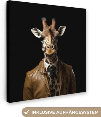 Produktbild von MuchoWow® - Leinwandbilder - Giraffe - Porträt - Braun - Tier, Wandbild, Wanddeko Bilder Wohnzimmer, 20x20 cm