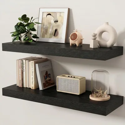 Immagine prodotto di Set di 2 mensole sospese, 80 cm, MDF nero