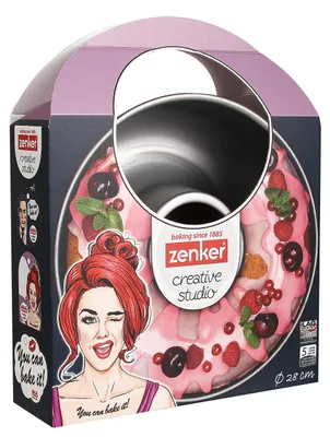 Productafbeelding van Zenker creatief bakstudio, ronde bakvorm, broodvorm met antiaanbaklaag, taartvorm: Ø280mm x 80mm, creatief bakken (kleur: roze, zilver)