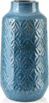 Image de Vase en céramique MONDEX Yarine 8,5 x 31 cm, bleu, 1 pièce
