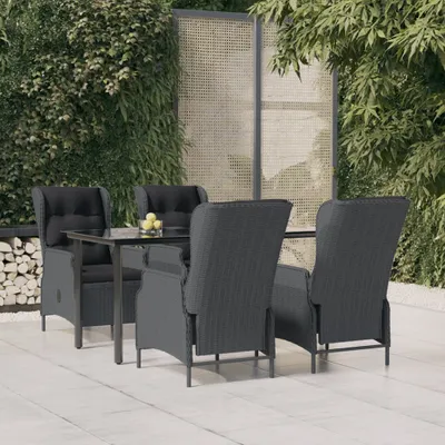 Imagen del producto de Conjunto de jardín de 5 piezas de "The Living Store", mesa y sillas, color gris oscuro, fabricado en ratán sintético