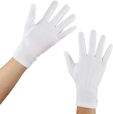 Imagen del producto de Guantes de trabajo de algodón, color blanco, paquete de 5 pares, reutilizables, para inspección