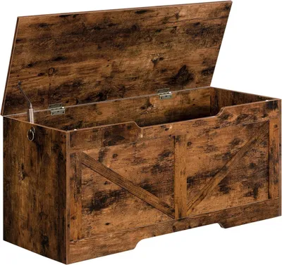 Produktbild von HOOBRO Truhenbank mit Stauraum und Deckel 100cm Dunkelbraun