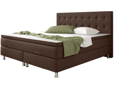 Produktbild von Boxspringbett mit Bettkasten Köln 180x200 Webstoff Braun