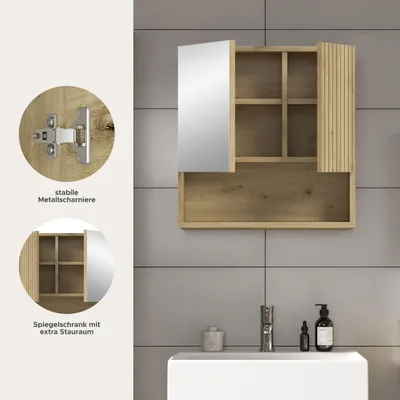 Produktbild von xonox.home Mone Spiegelschrank B/H/T: 60x55x17 cm in Artisan Oak Nachbildung und --