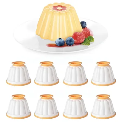 Produktbild von 4er-Set Puddingförmchen mit Deckel, flexibel & leicht entformbar, ideal für Puddings, Gelees, Cremes & gekühlte Desserts, stapelbar & platzsparend