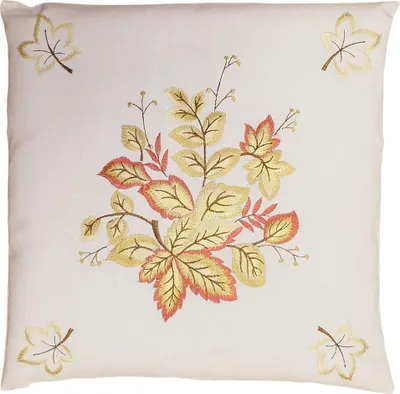 Produktbild von Kissen-Bezug Blätter bunt Herbstlaub Stick 40x40 cm beige