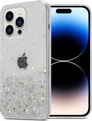 Obrázok produktu pre Cadorabo Puzdro pre Apple iPhone 14 PRO Ochranné puzdro v priehľadnom kryte na mobilný telefón TPU puzdro Glitter Cover Case Glitter