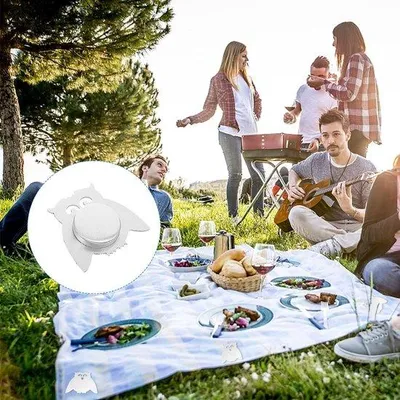 Immagine prodotto di Famanu, set di 8 pesi per tovaglia - motivo gufo, in acciaio inossidabile, magnetici