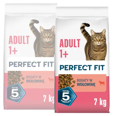 Zdjęcie produktu dla Perfect Fit Adult 1+ Sucha Karma Dla Kotów Dorosłych Z Wołowiną 2x7kg