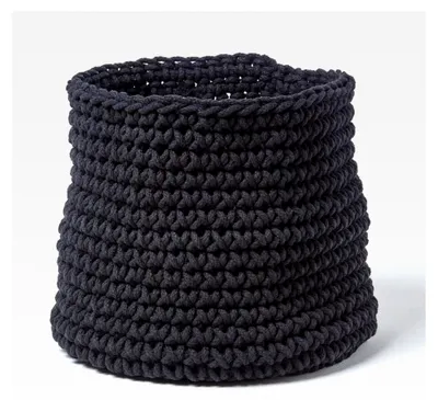 Produktbild von Runder Aufbewahrungskorb in Schwarz, Strickkorb aus 100% Baumwolle, 42 x 37 cm