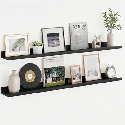 Image de Ensemble de 2 étagères murales pour la décoration et le rangement