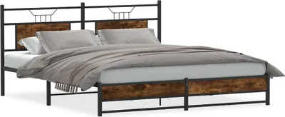 Obrázek produktu pro vidaXL Kovová postel bez matrace, kouřový dub 183x213 cm